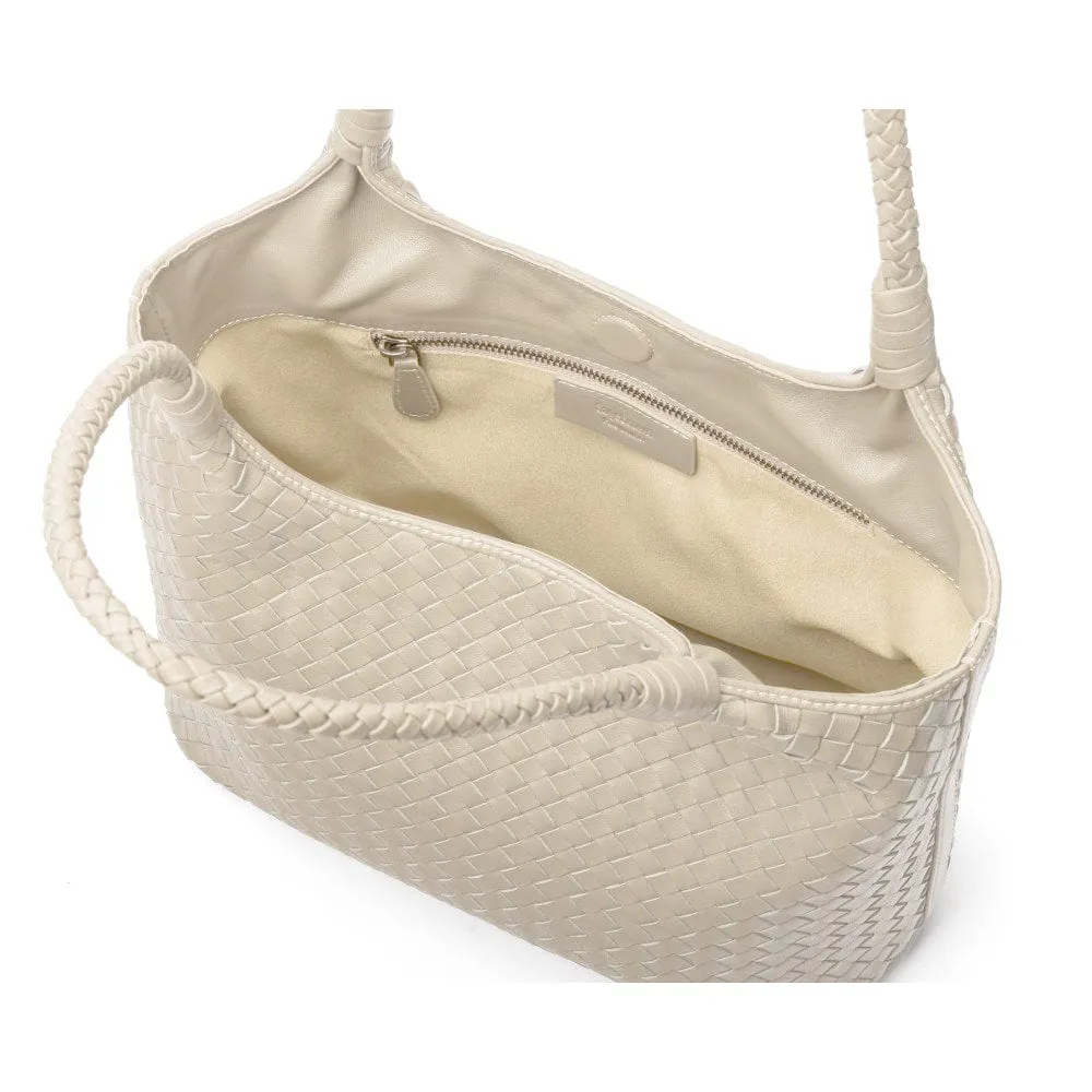 Anya Woven Leather Shoulder Bag - Ivory