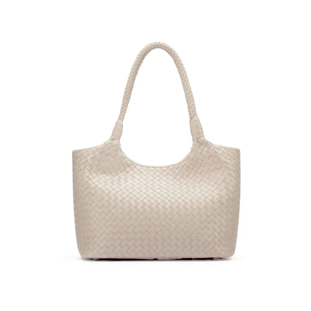 Anya Woven Leather Shoulder Bag - Ivory