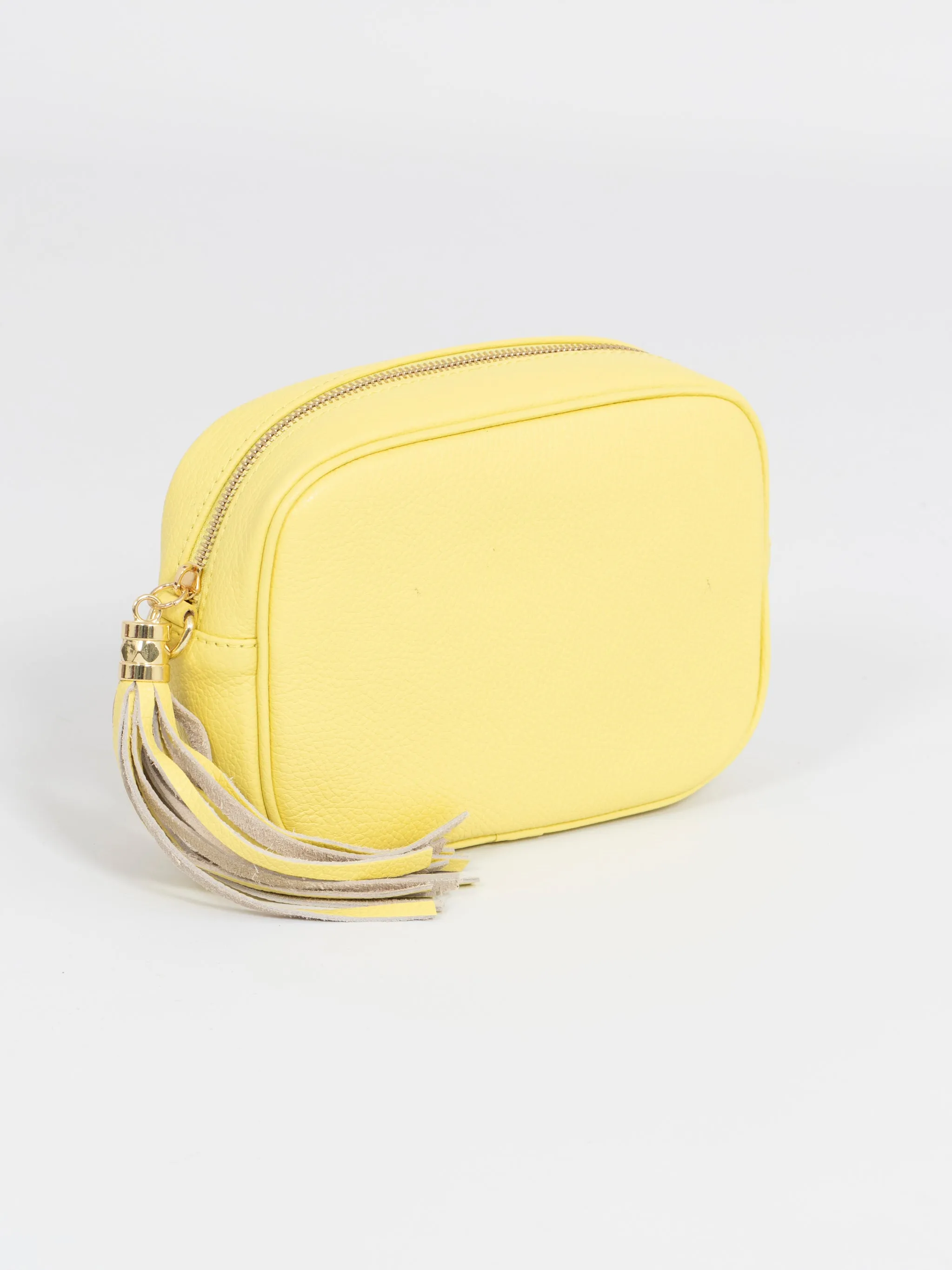 Beau - Italian Leather Crossbody Bag - Lemon, Pebbled