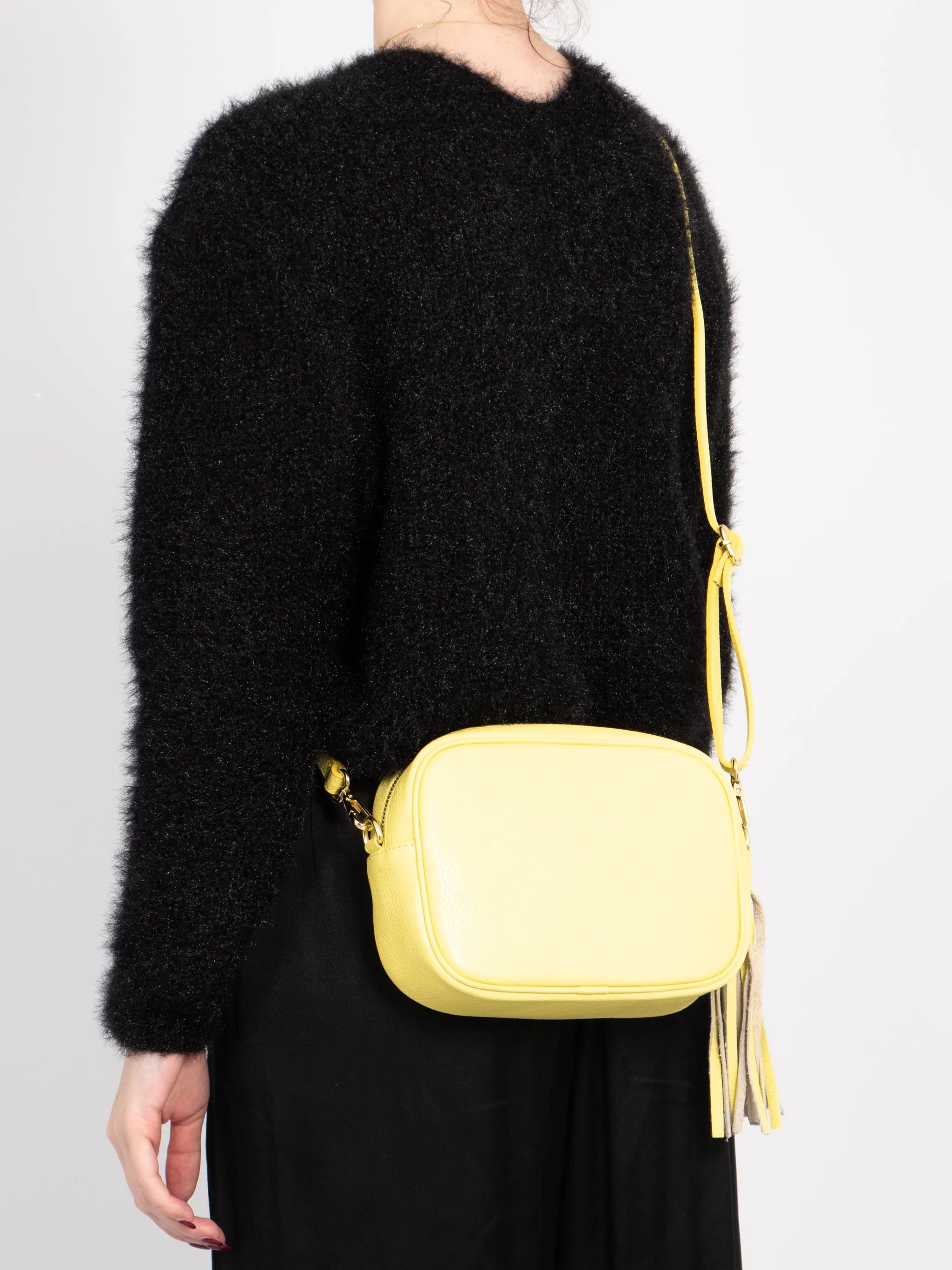 Beau - Italian Leather Crossbody Bag - Lemon, Pebbled