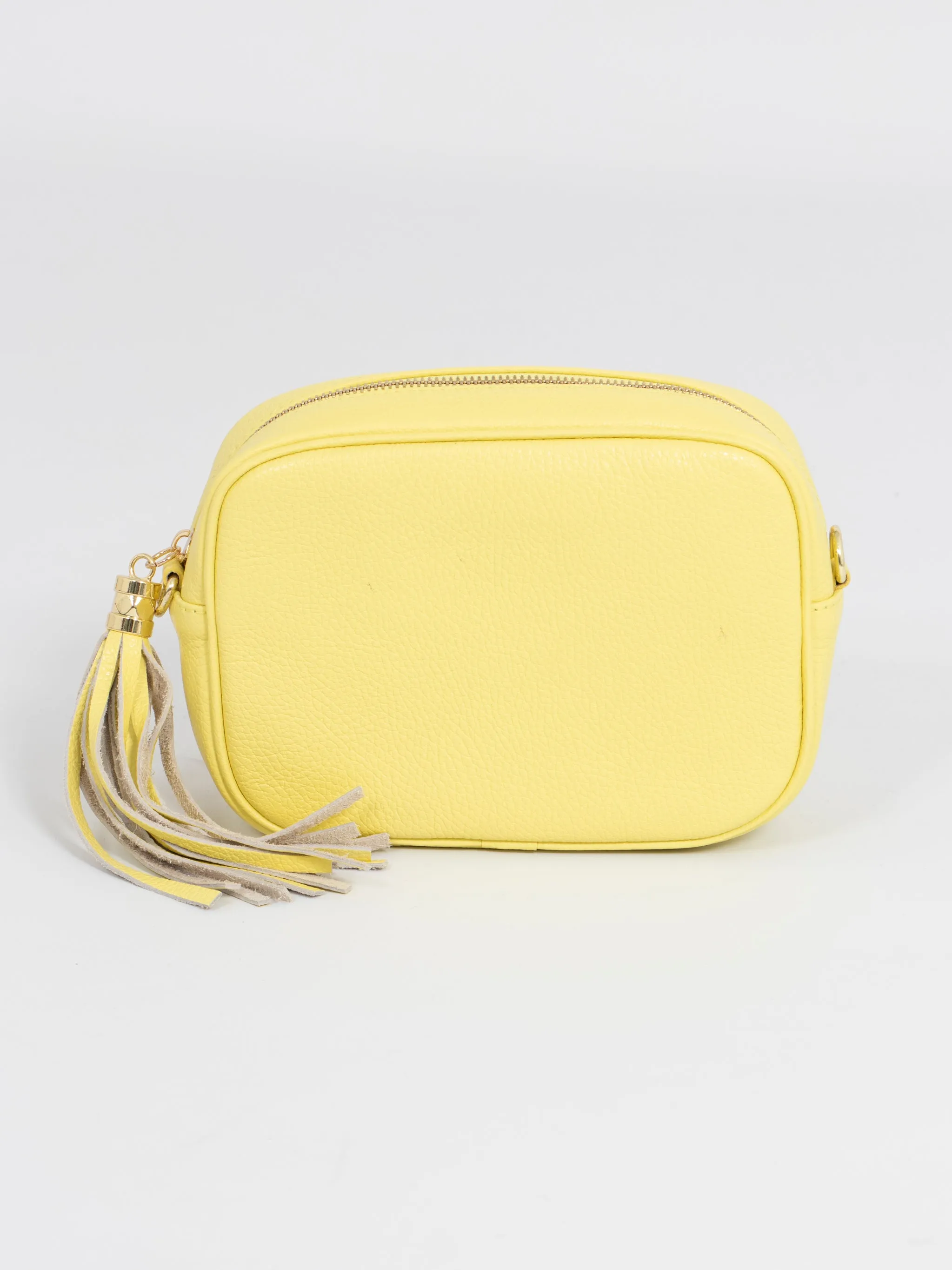 Beau - Italian Leather Crossbody Bag - Lemon, Pebbled