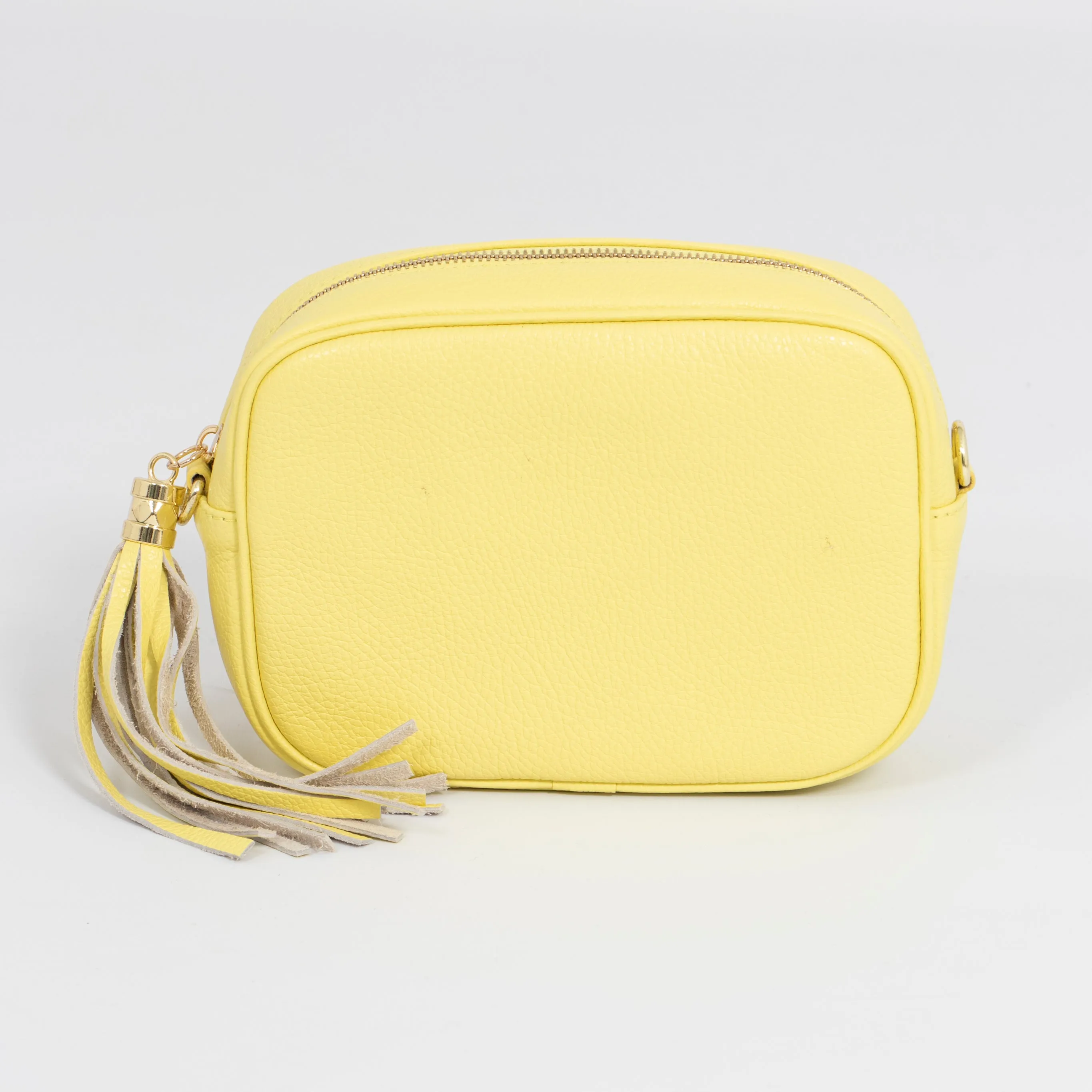 Beau - Italian Leather Crossbody Bag - Lemon, Pebbled