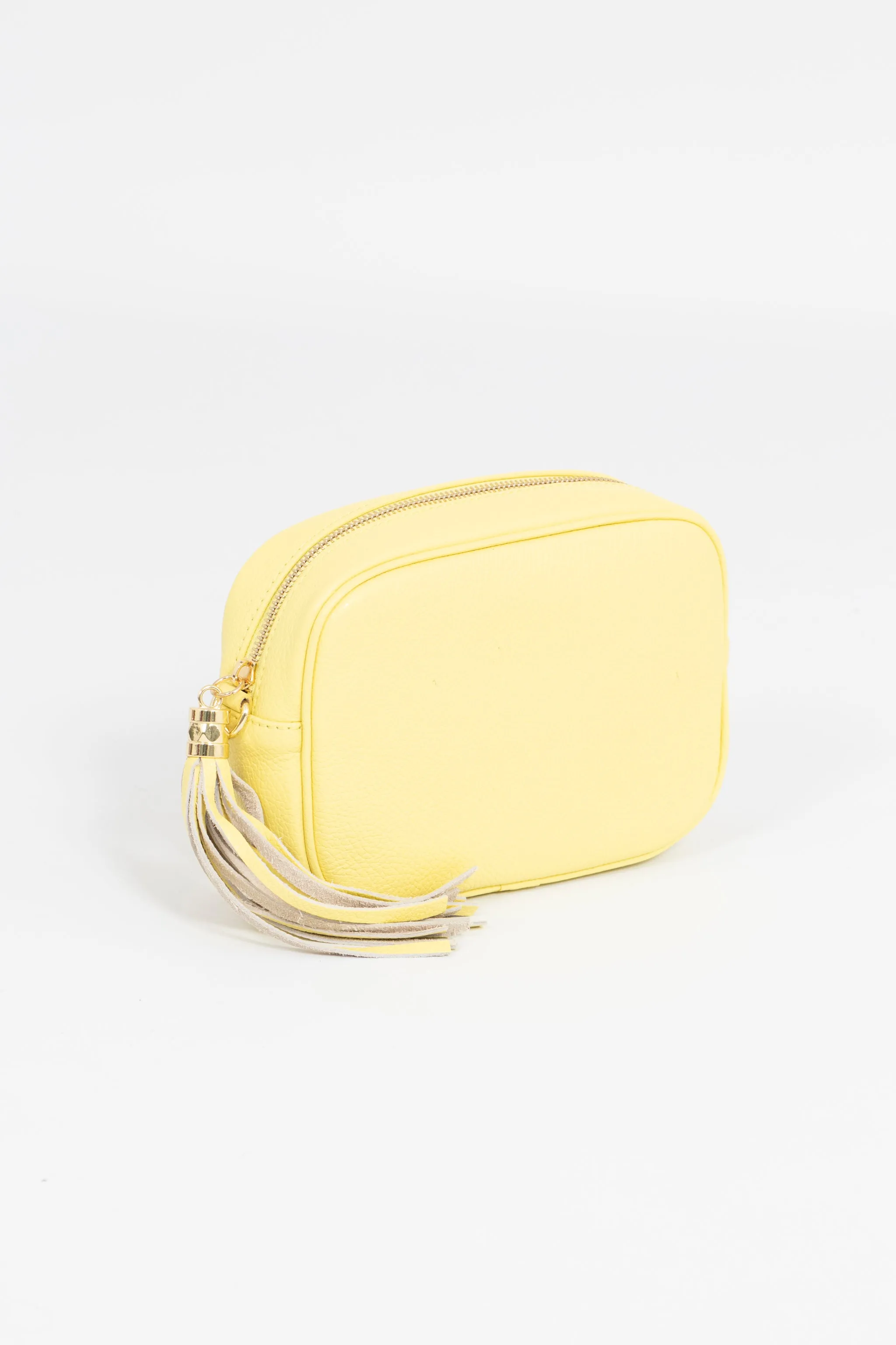 Beau - Italian Leather Crossbody Bag - Lemon, Pebbled