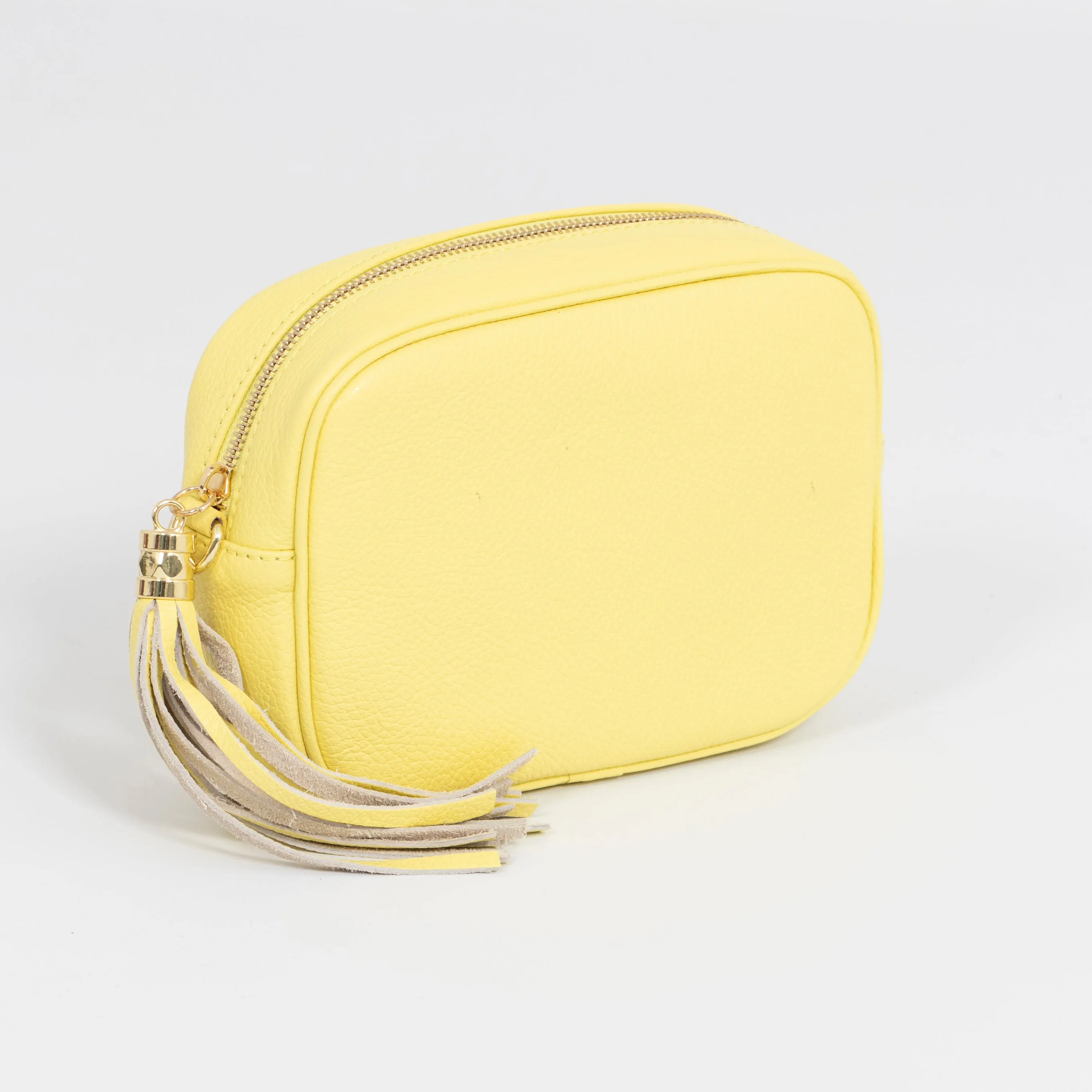 Beau - Italian Leather Crossbody Bag - Lemon, Pebbled