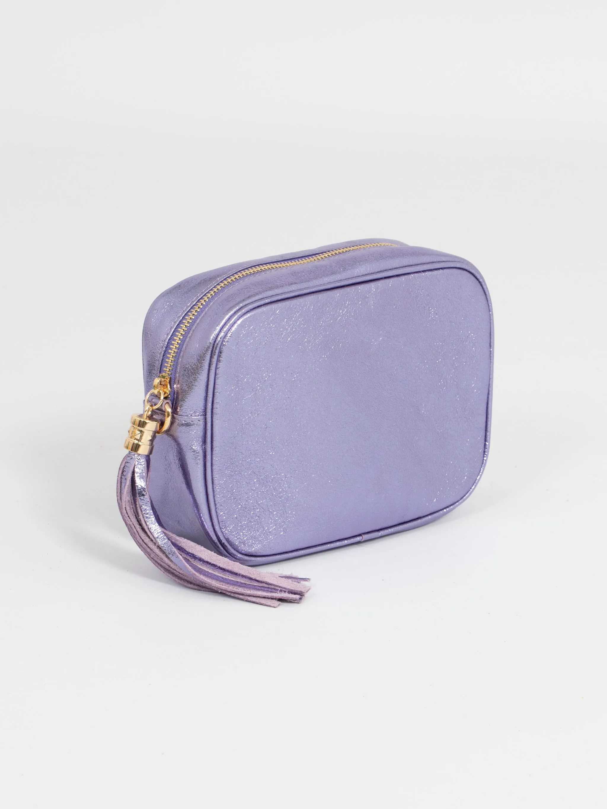Beau - Italian Leather Crossbody Bag - Lilac, Metallic