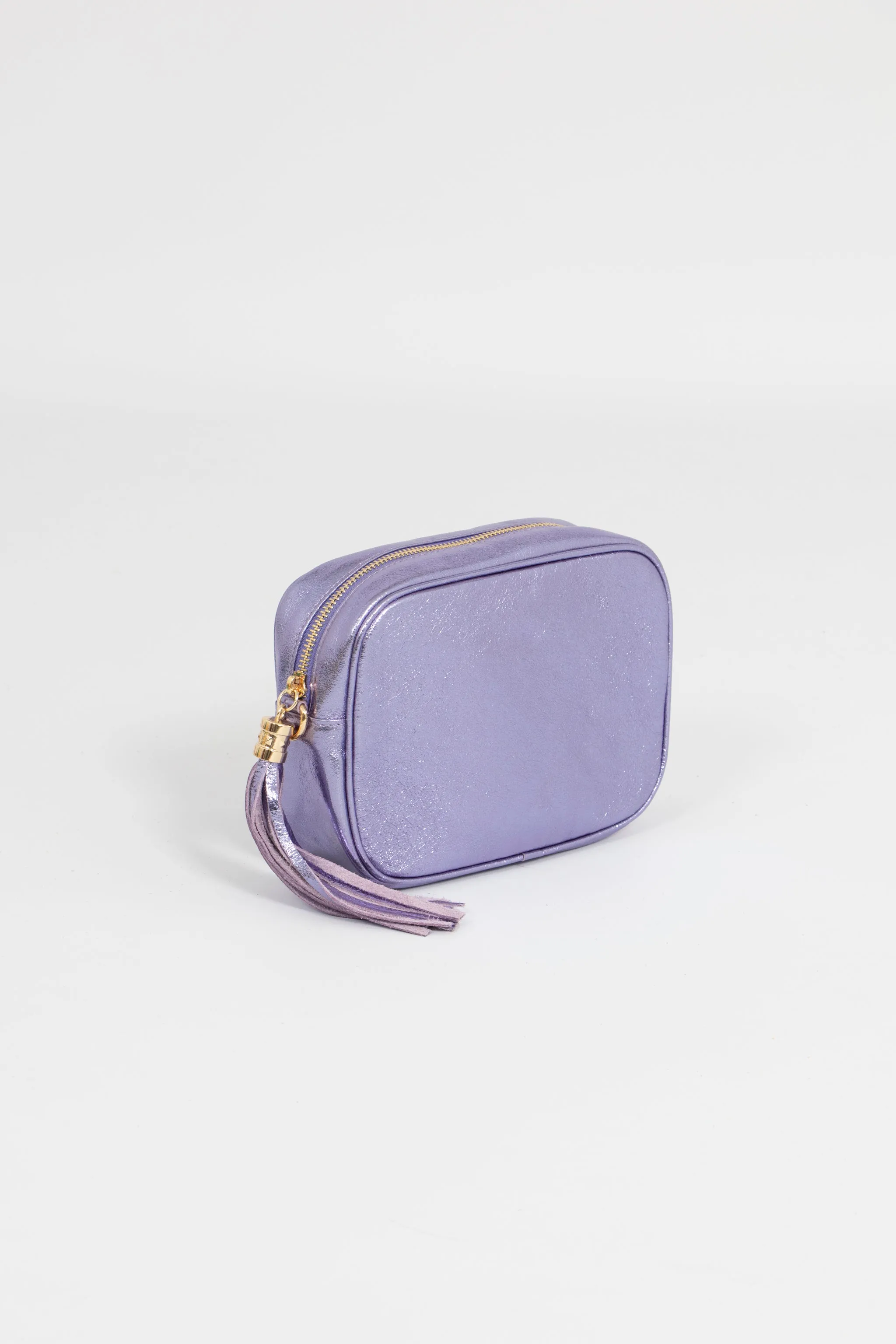 Beau - Italian Leather Crossbody Bag - Lilac, Metallic