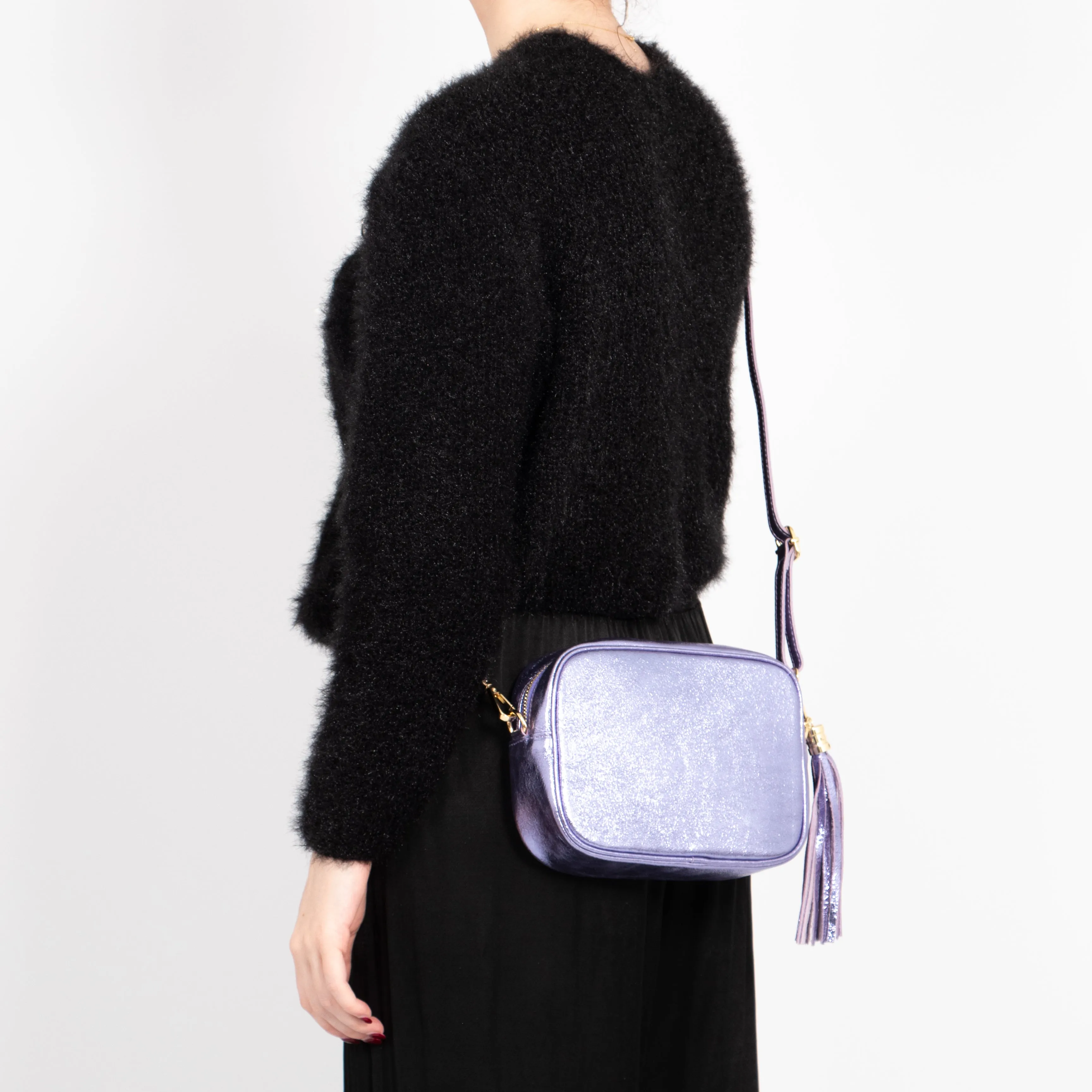 Beau - Italian Leather Crossbody Bag - Lilac, Metallic