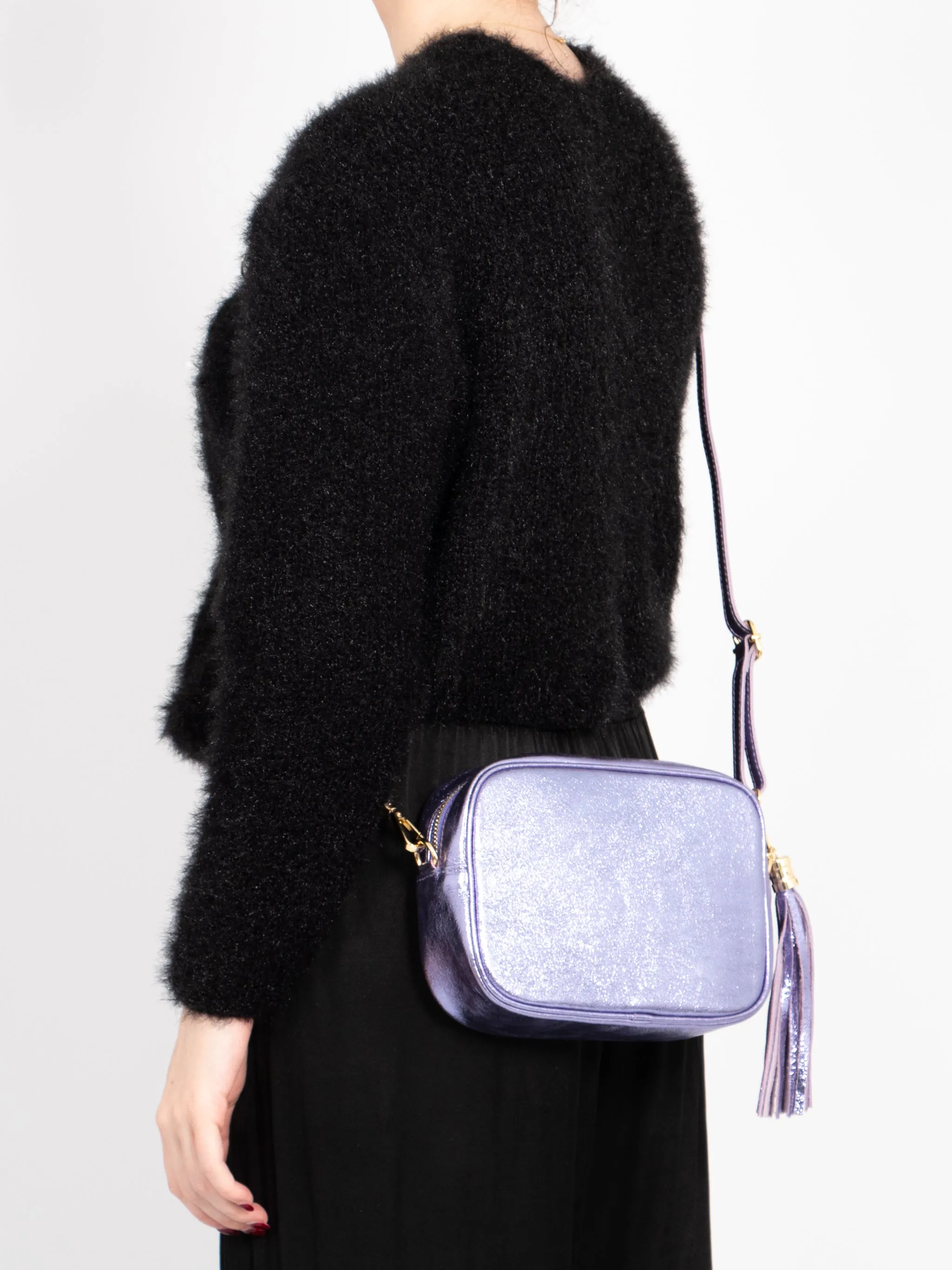 Beau - Italian Leather Crossbody Bag - Lilac, Metallic