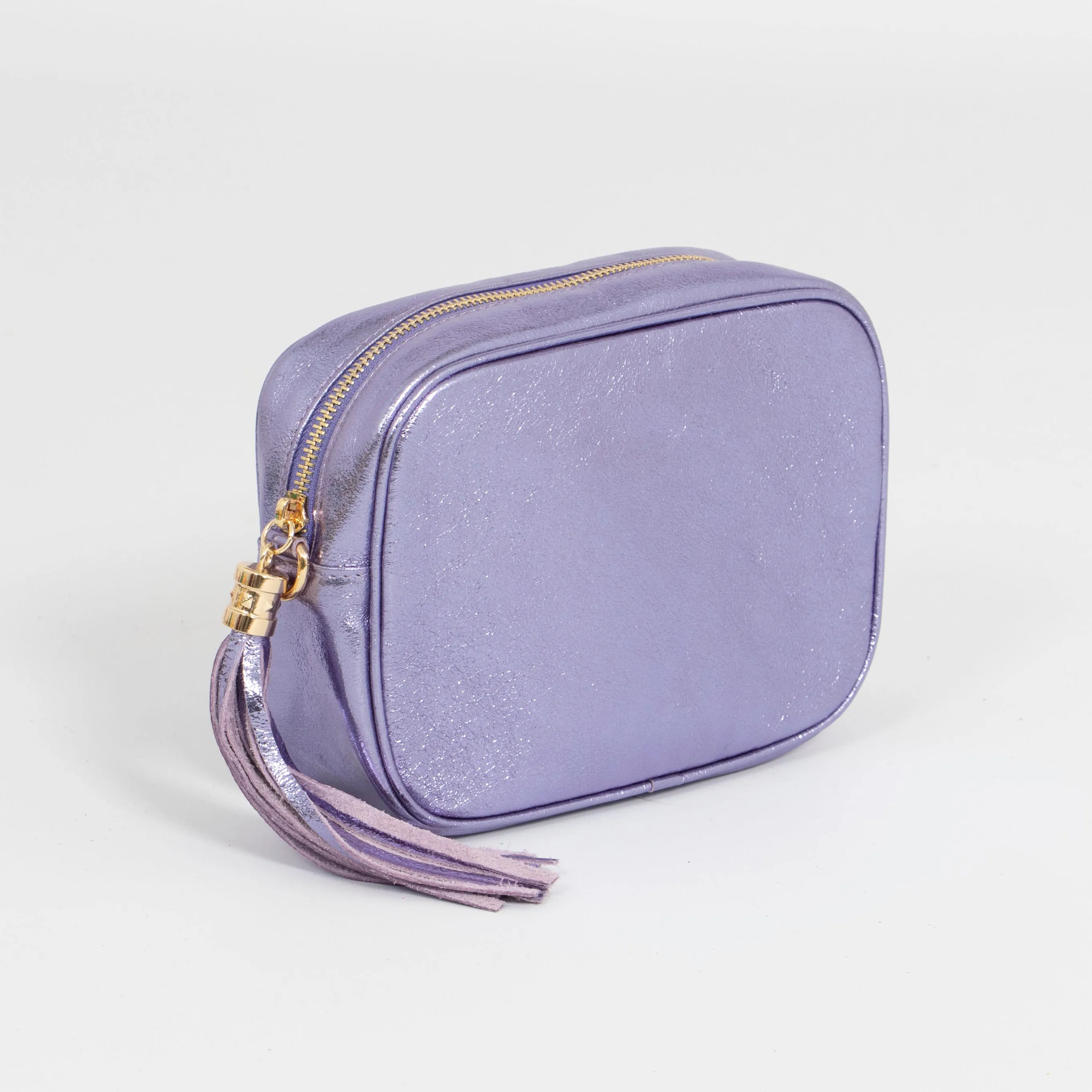 Beau - Italian Leather Crossbody Bag - Lilac, Metallic