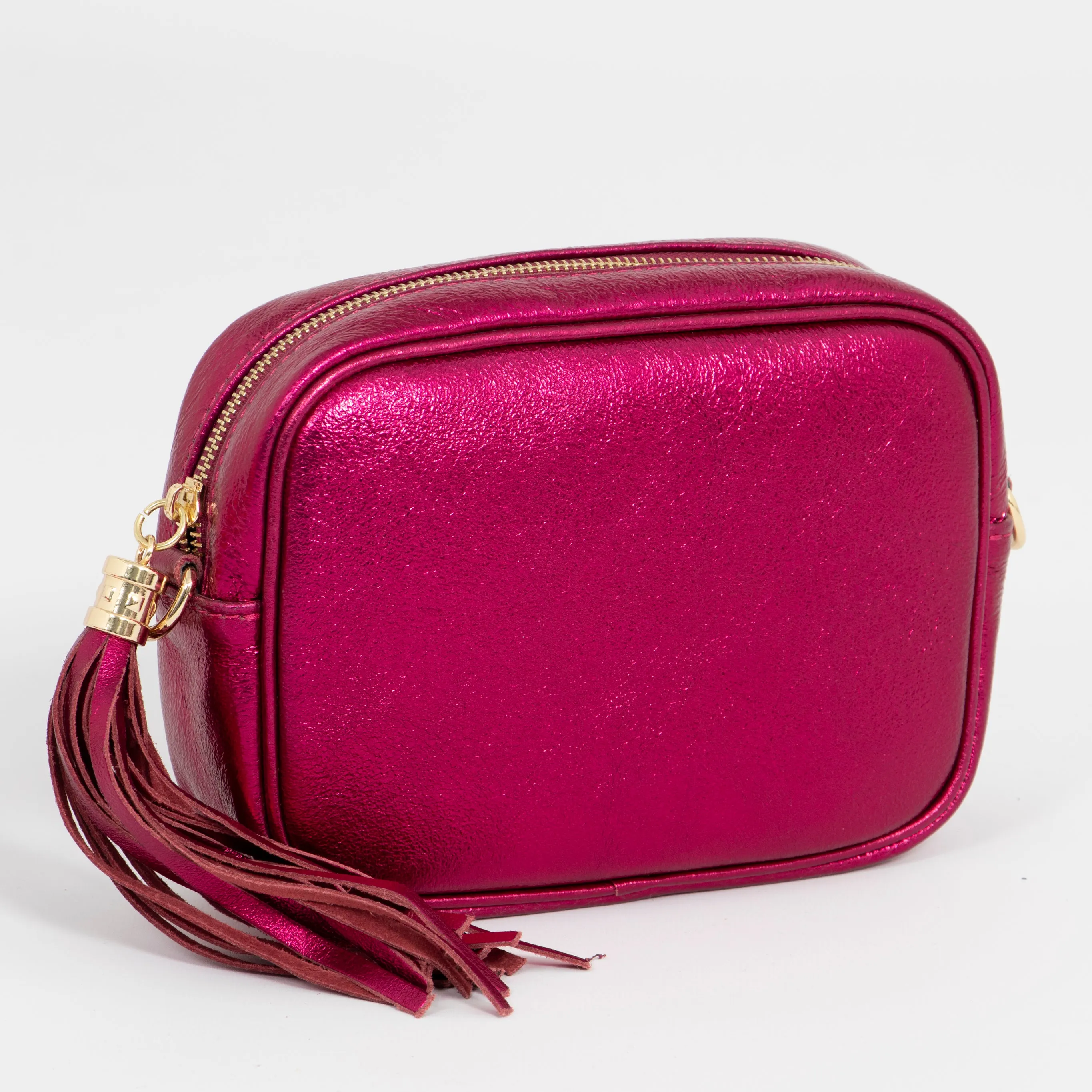 Beau - Italian Leather Crossbody Bag - Magenta, Metallic