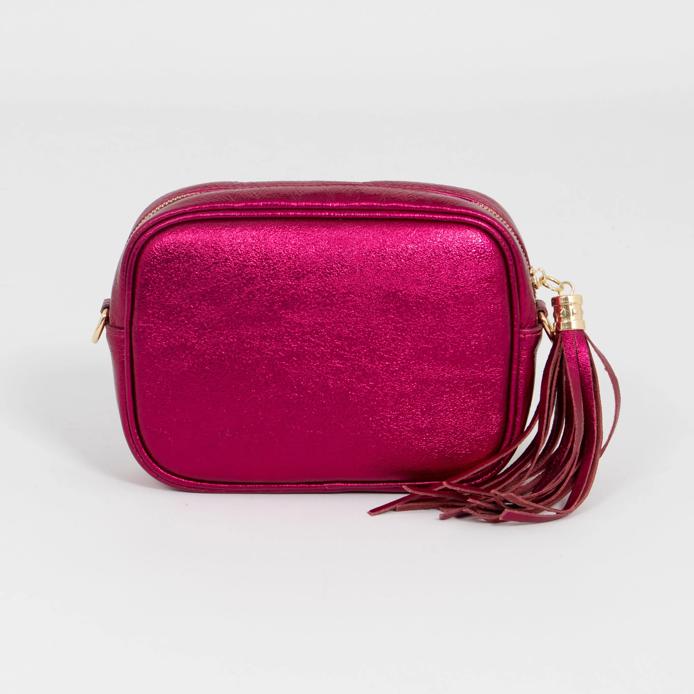 Beau - Italian Leather Crossbody Bag - Magenta, Metallic