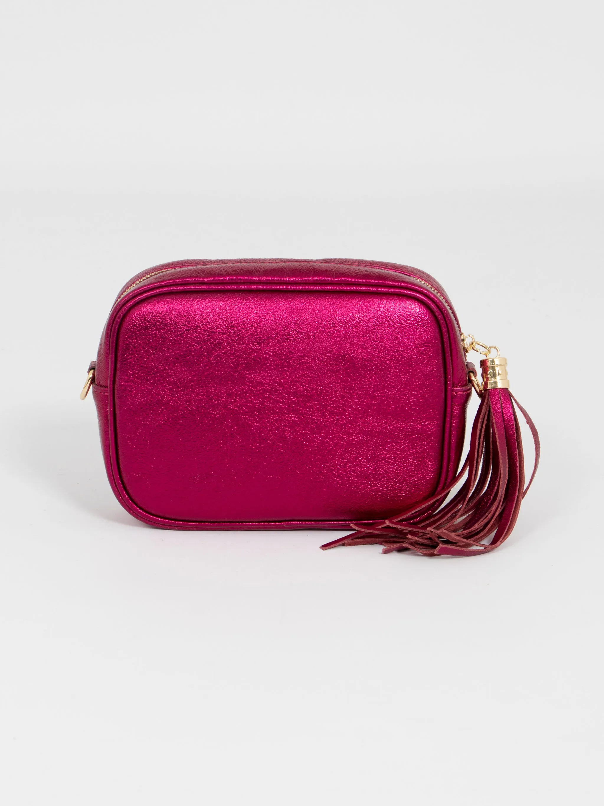 Beau - Italian Leather Crossbody Bag - Magenta, Metallic