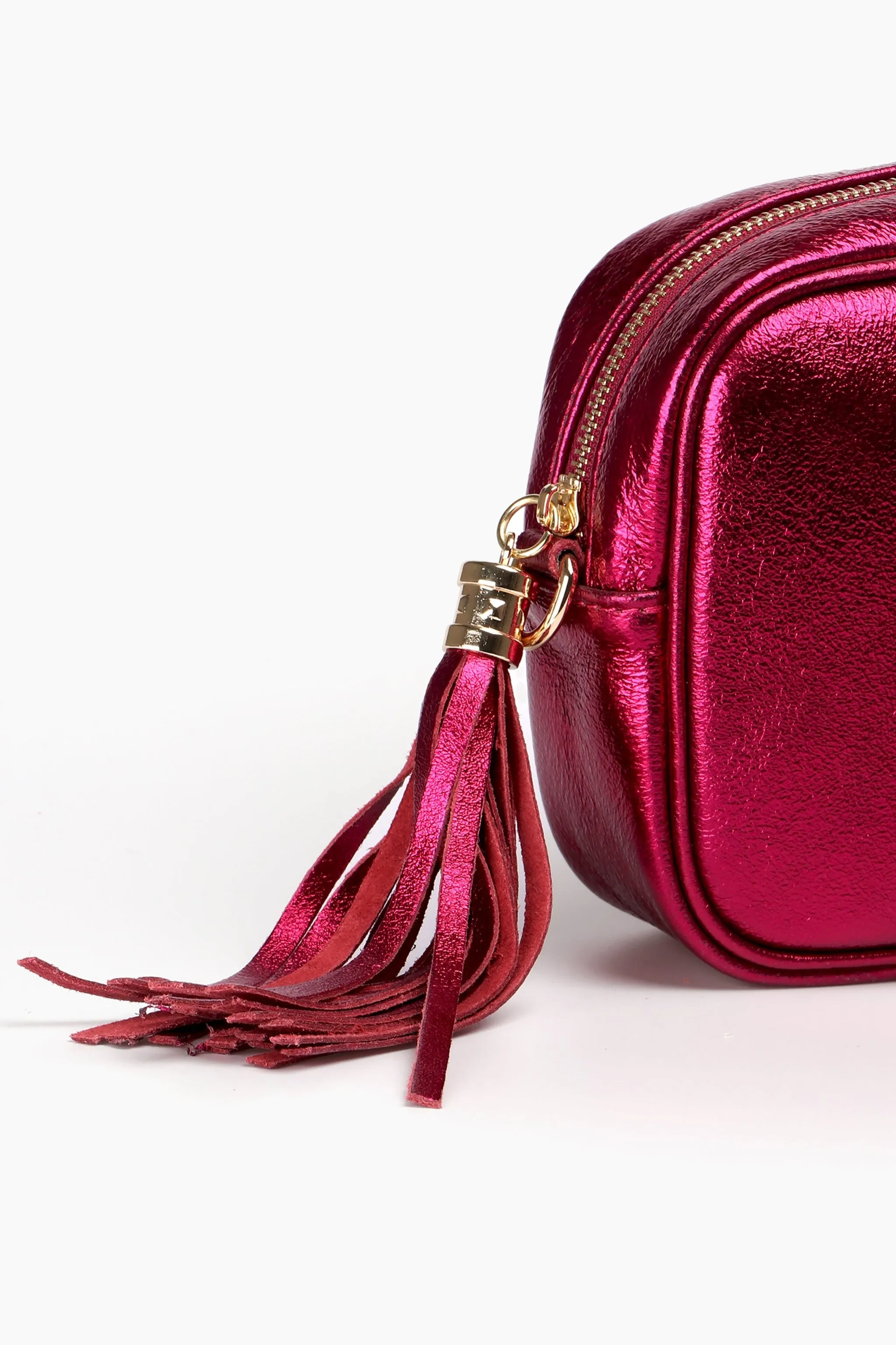 Beau - Italian Leather Crossbody Bag - Magenta, Metallic