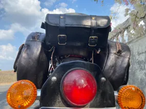 Black Leather Motorcycle Combo Saddlebag Panniers