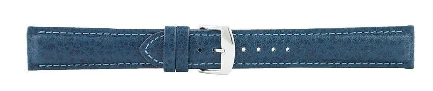 Blue Padded Stitch Leather Watch Band 18mm 110896