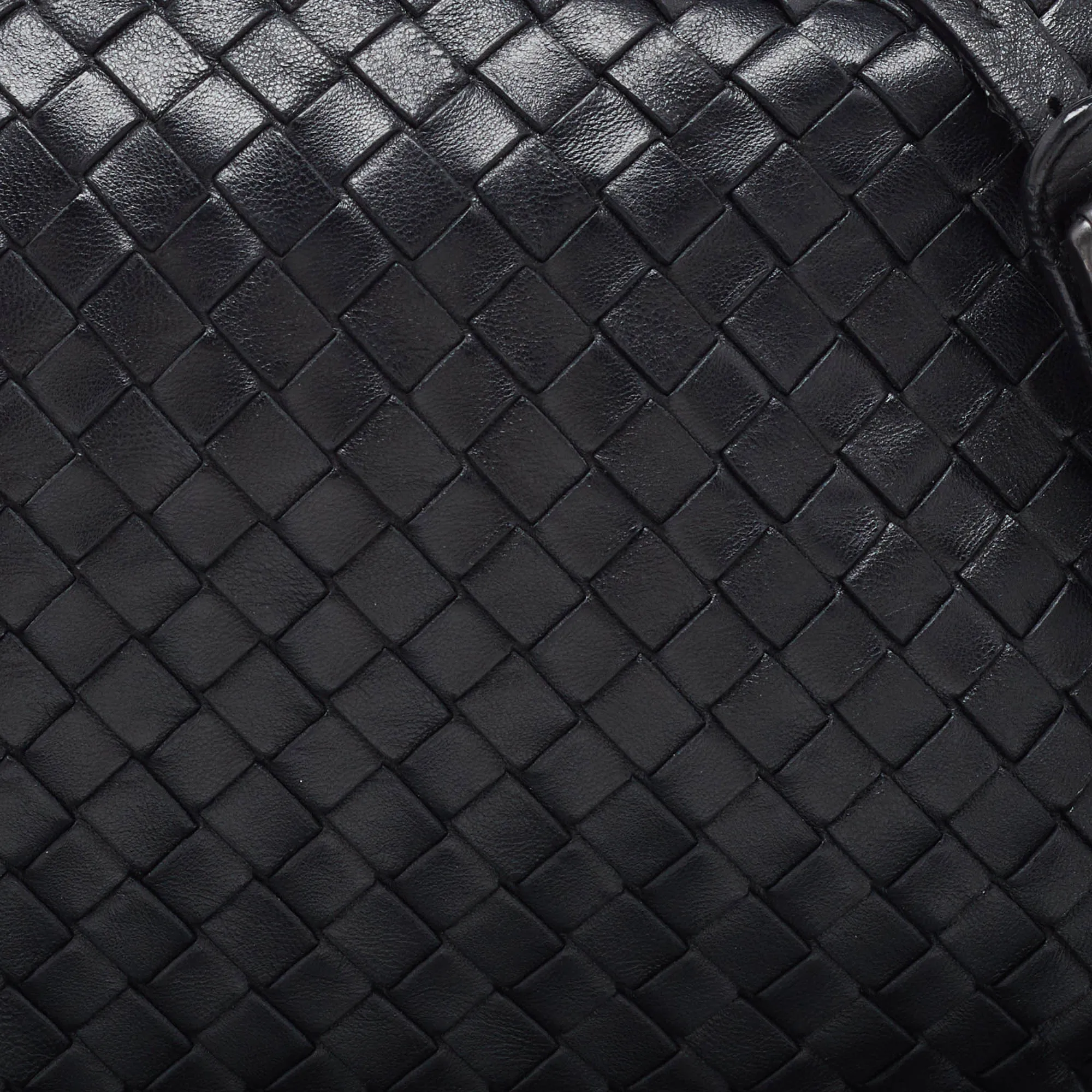 BOTTEGA VENETA Black Intrecciato Leather Nodini Double Zip Crossbody Bag