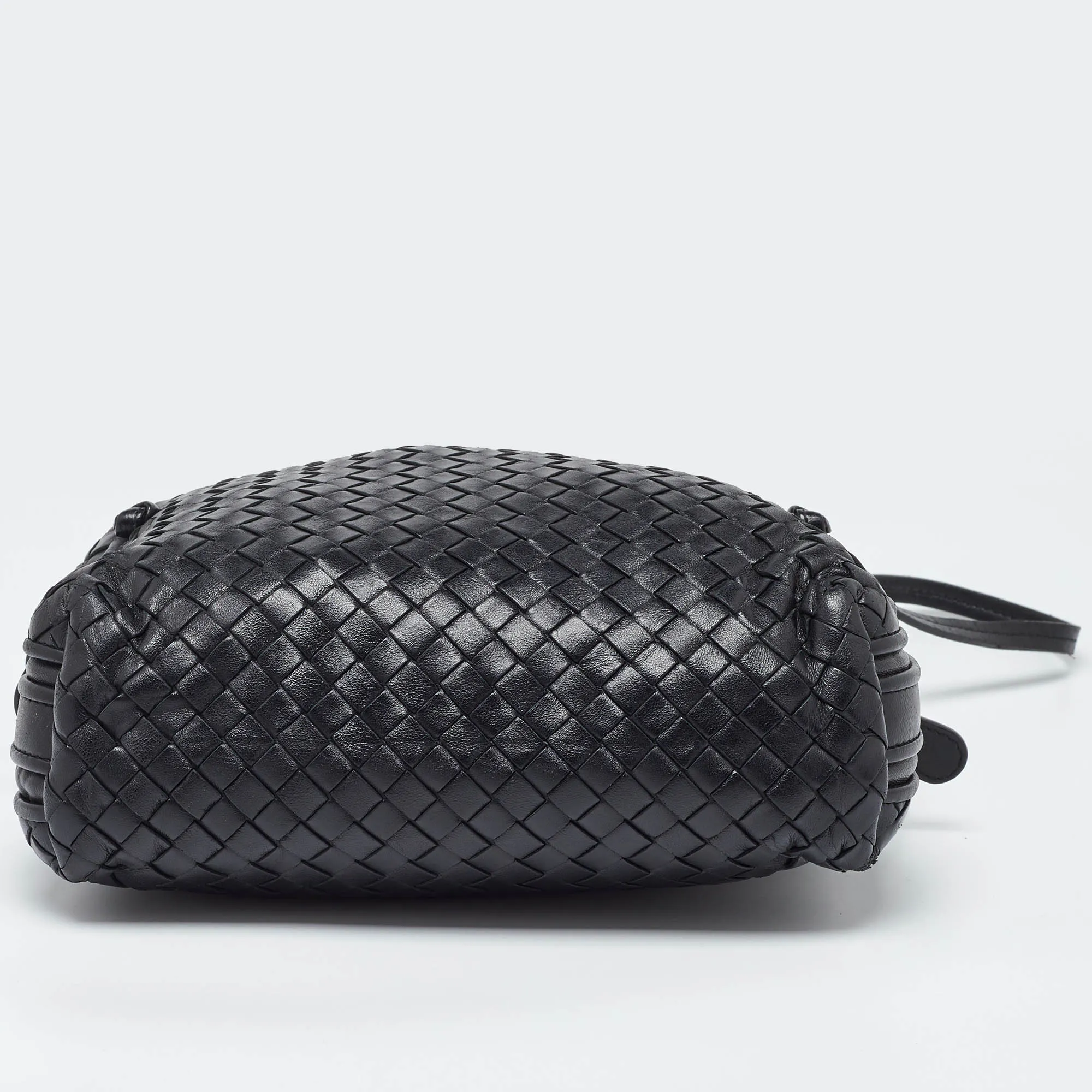 BOTTEGA VENETA Black Intrecciato Leather Nodini Double Zip Crossbody Bag