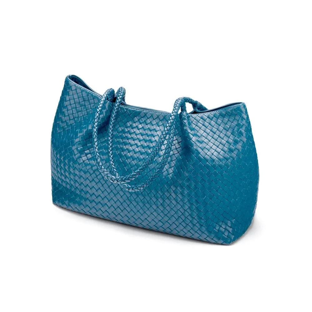 Cassidy Woven Slouchy Bag - Turquoise