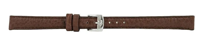 Dark Brown Padded Stitch Leather Watch Band 12mm 106197
