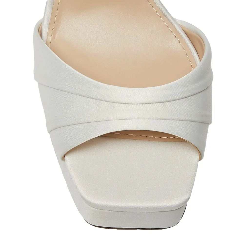 Dorcas Heel in Ivory Satin