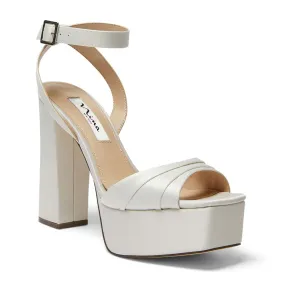 Dorcas Heel in Ivory Satin