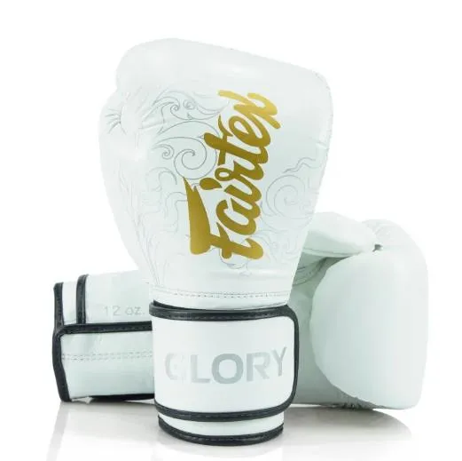 Fairtex BGVG3 GLORY MUAY THAI BOXING GLOVES 10-14 oz White