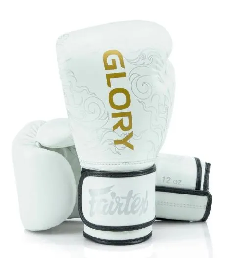 Fairtex BGVG3 GLORY MUAY THAI BOXING GLOVES 10-14 oz White