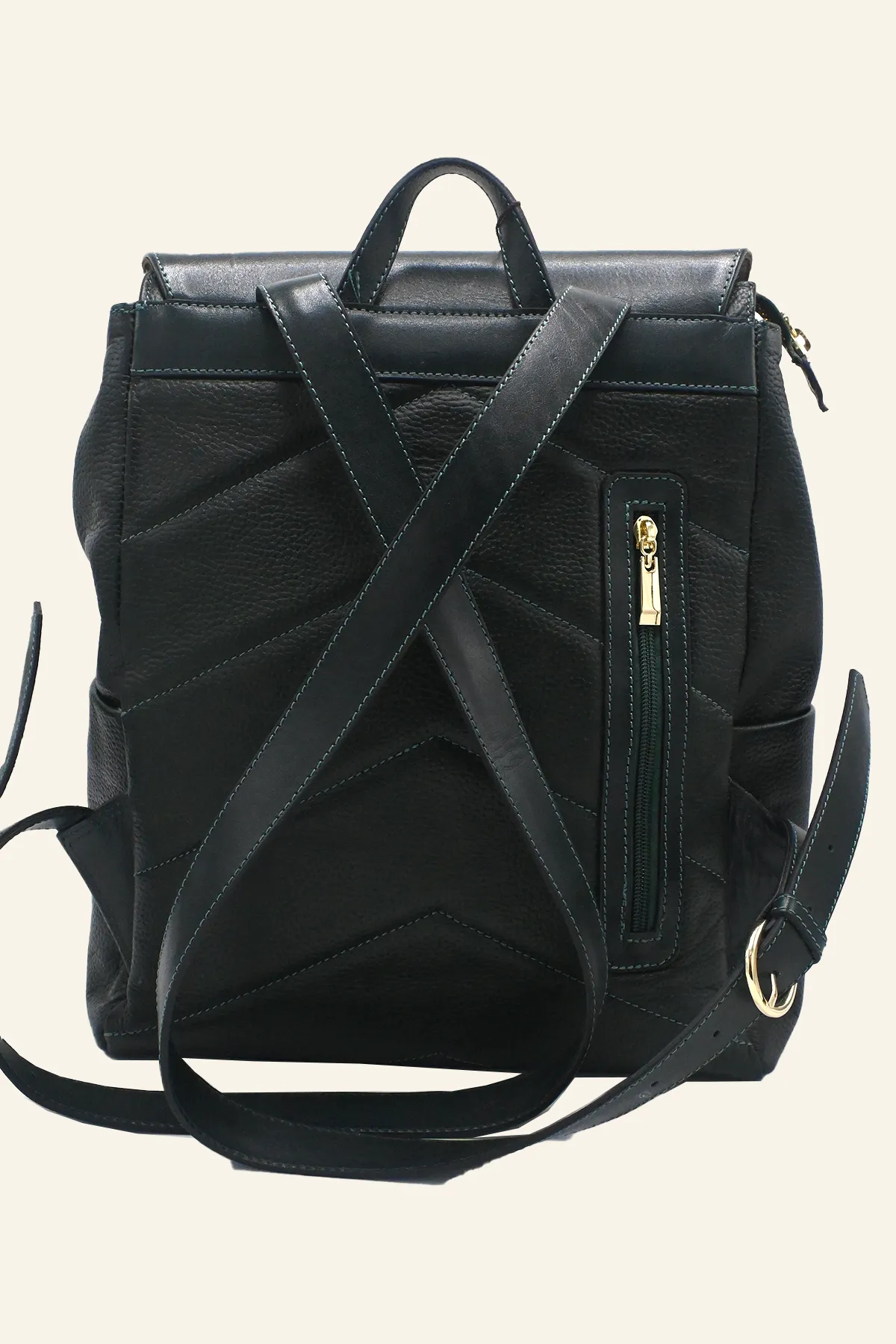 Forest Green Leather Backpack