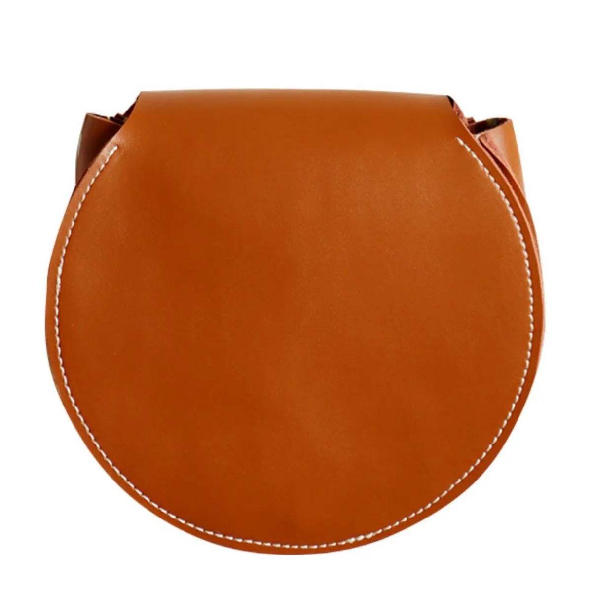 Genuine Leather Round Bag Round Leather Crossbody Bag