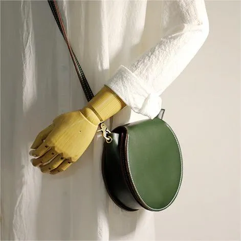 Genuine Leather Round Bag Round Leather Crossbody Bag