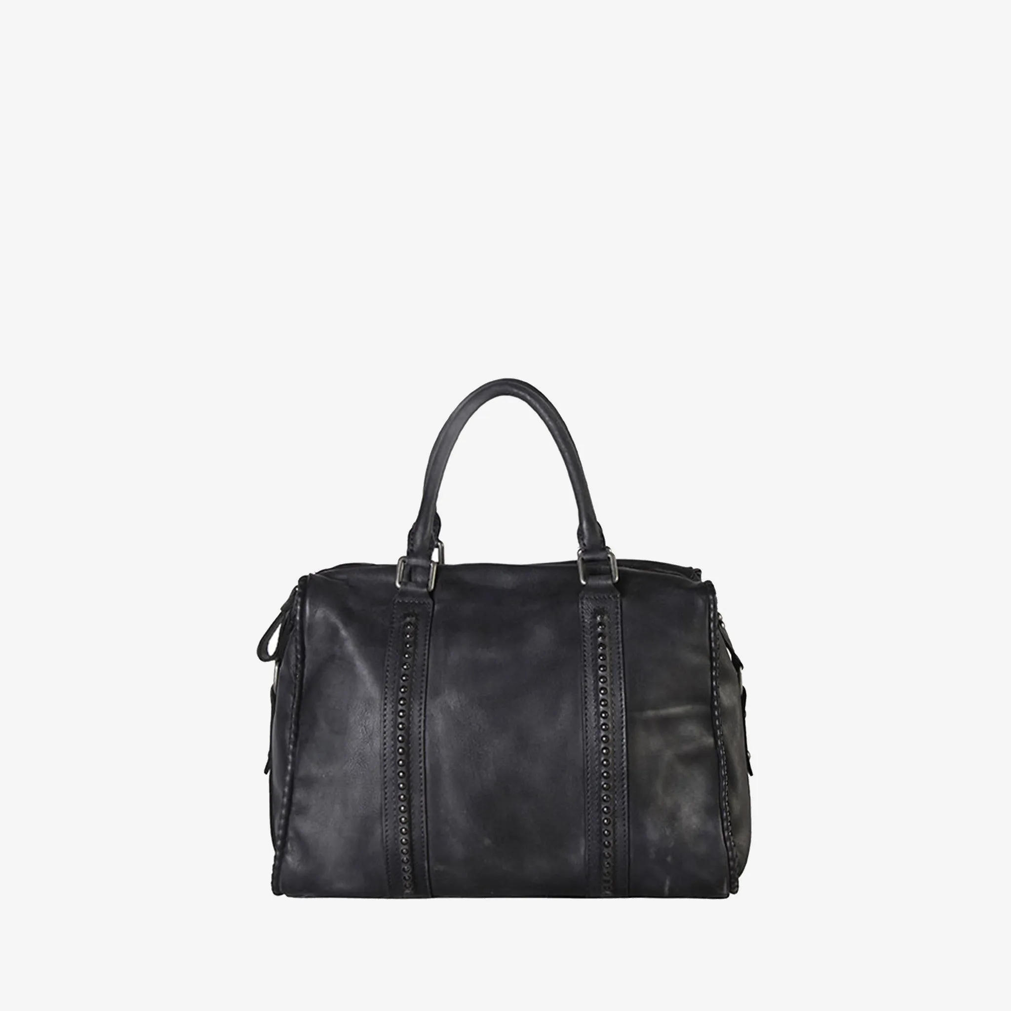 Genuine Leather Studded Tote Handbag