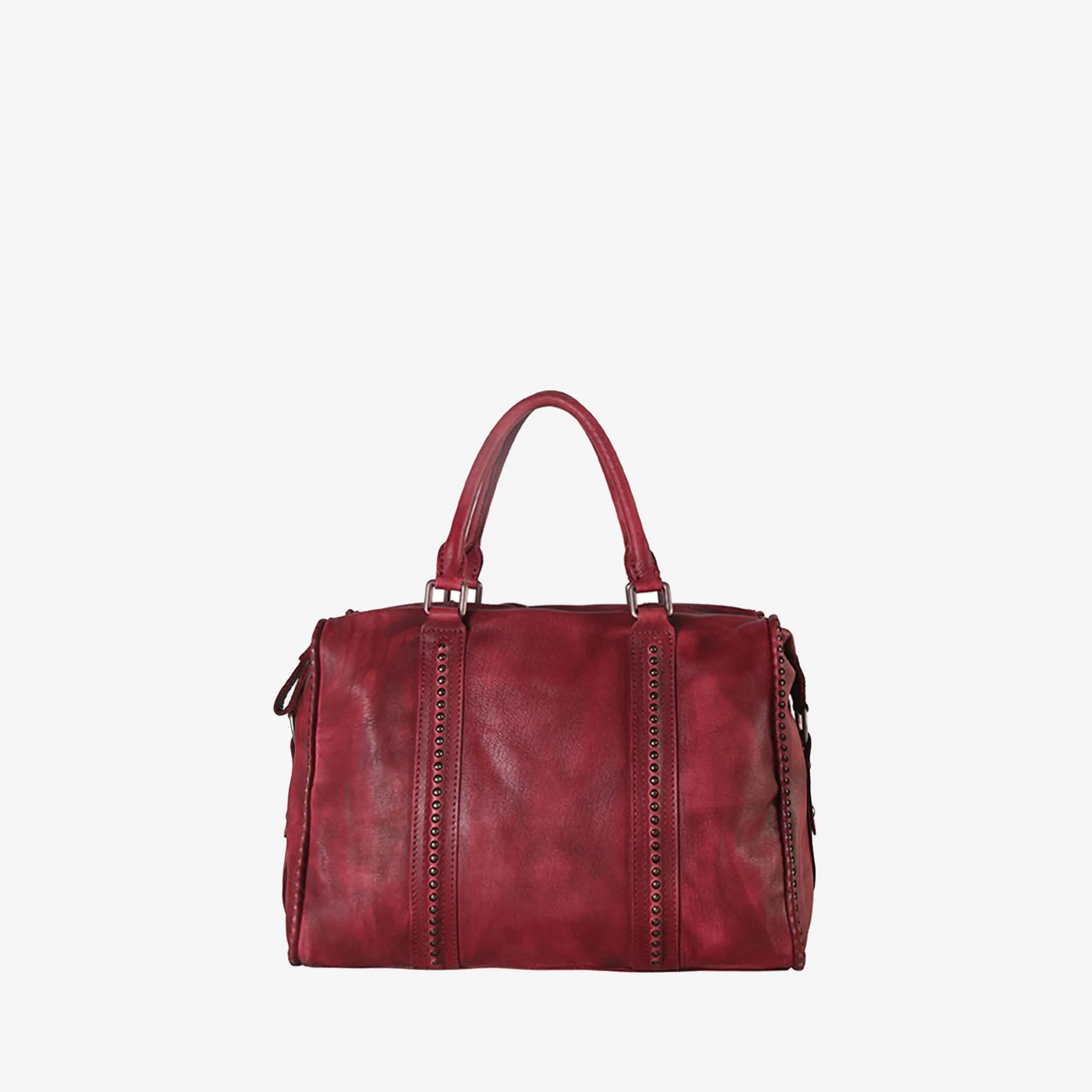 Genuine Leather Studded Tote Handbag