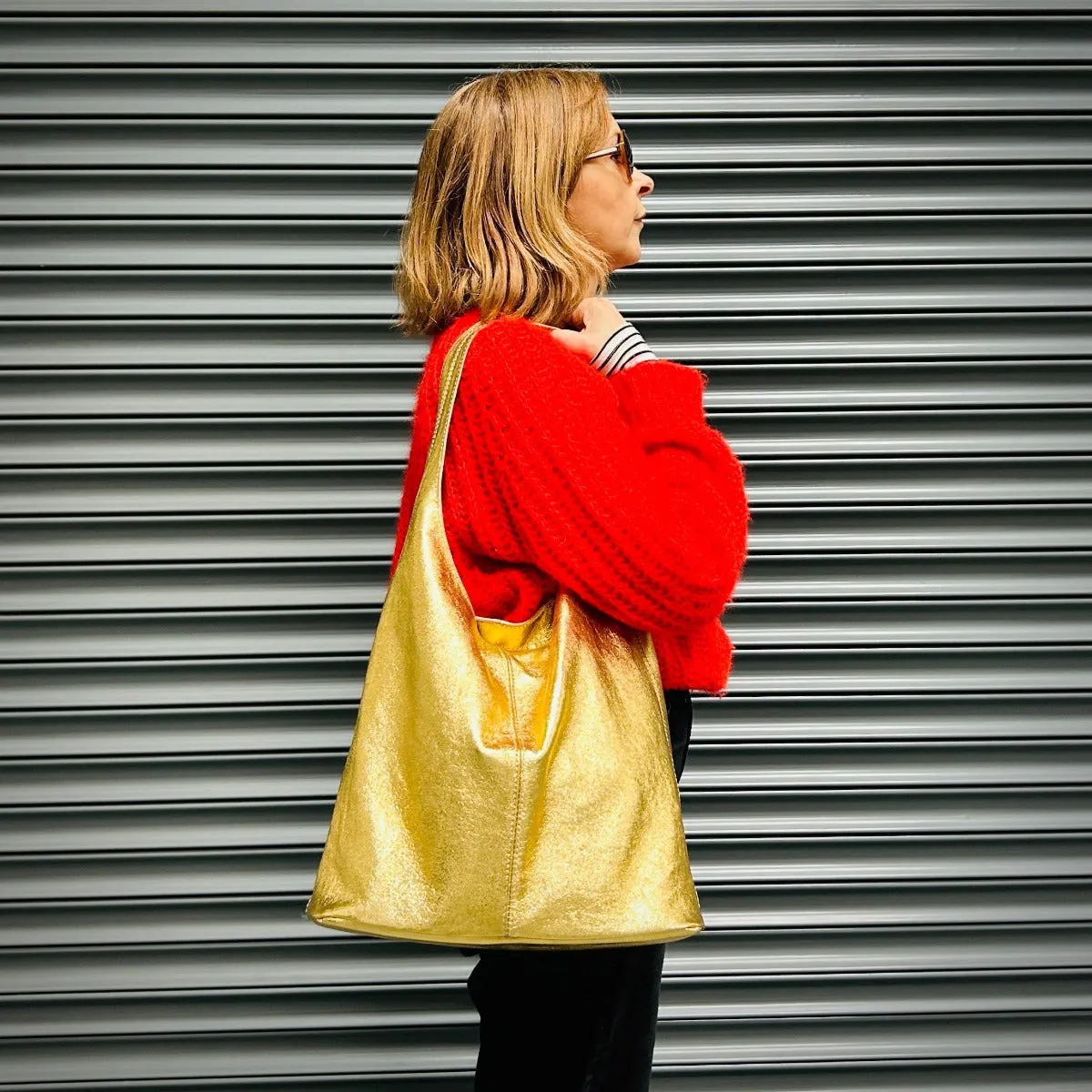 Gold Leather Boho Bag