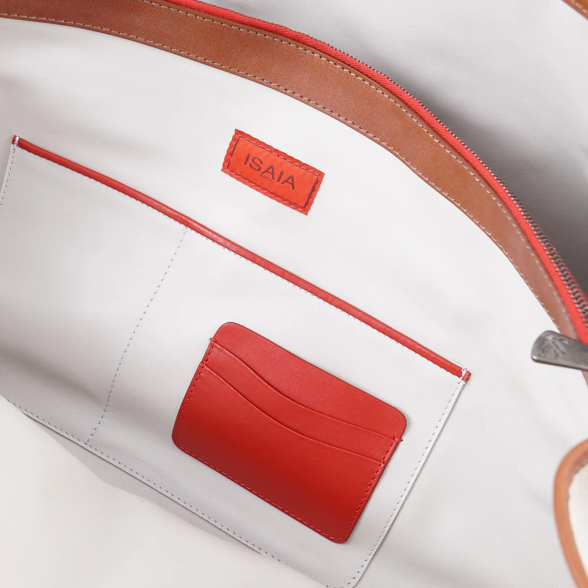 Isaia Canvas and Leather Weekender Bag
