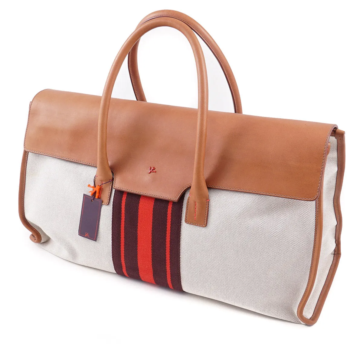 Isaia Canvas and Leather Weekender Bag
