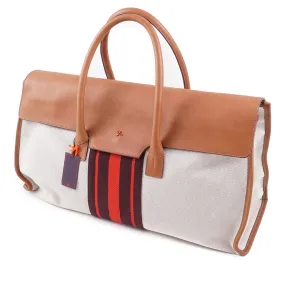 Isaia Canvas and Leather Weekender Bag