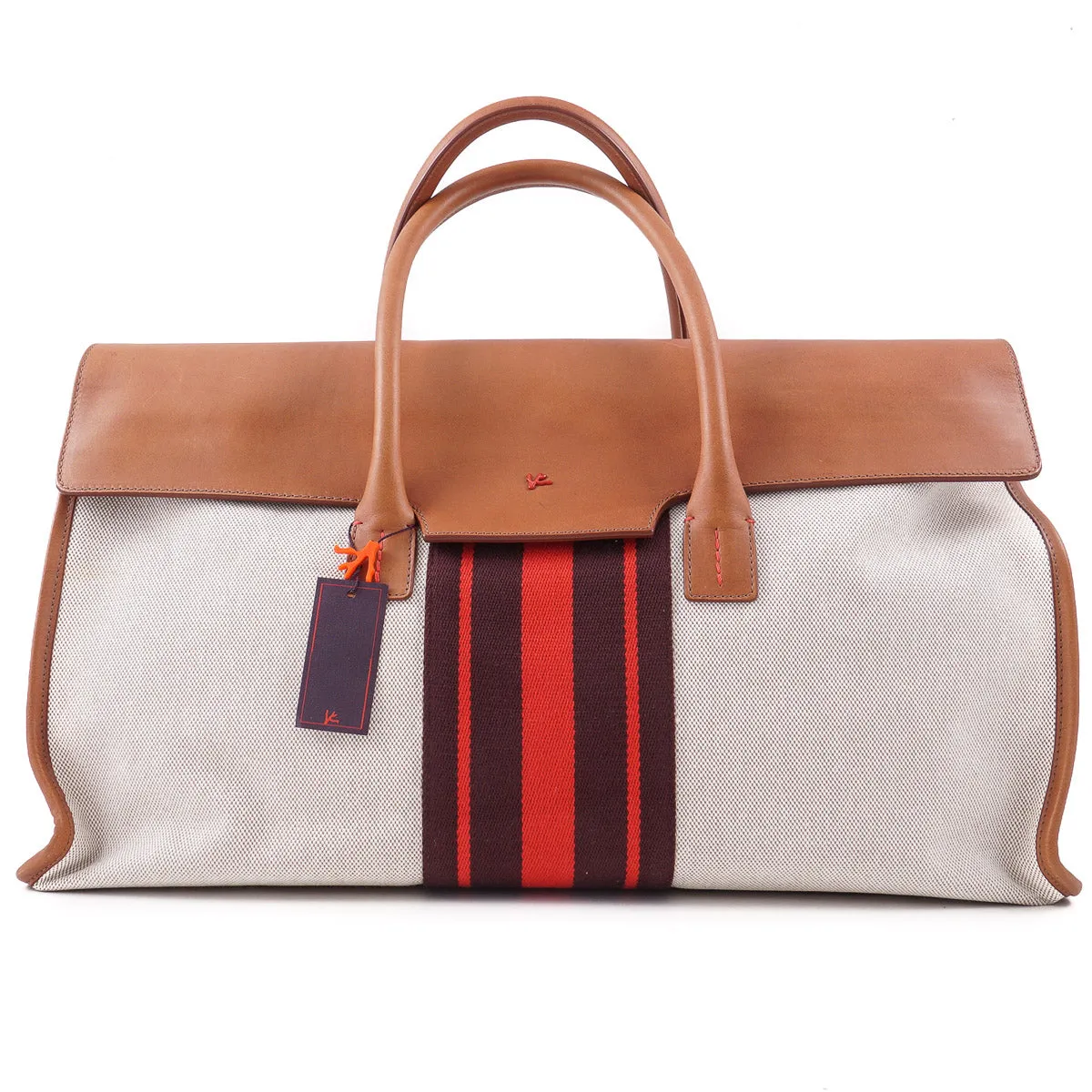 Isaia Canvas and Leather Weekender Bag
