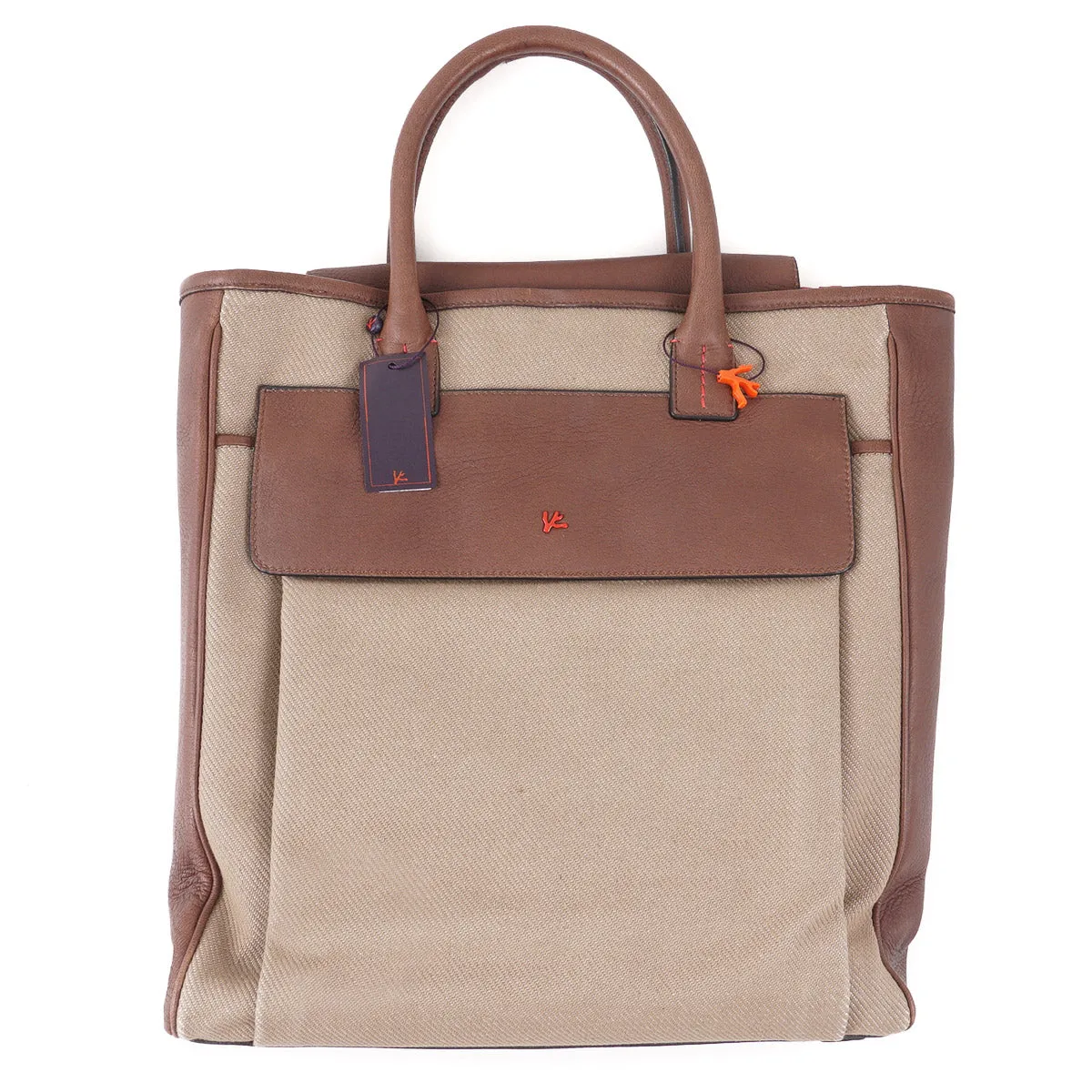 Isaia Wool and Leather Tote Bag