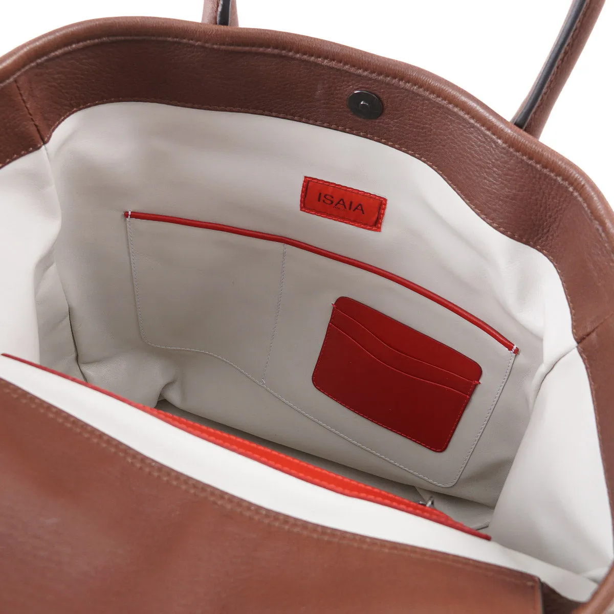 Isaia Wool and Leather Tote Bag