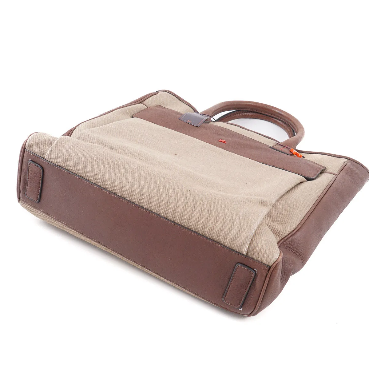 Isaia Wool and Leather Tote Bag