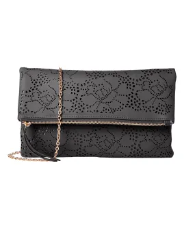 Karian Perforated Clutch | Black