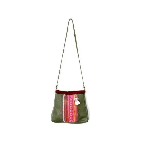 Leather Embroidered Crossbody Bag - Thailand