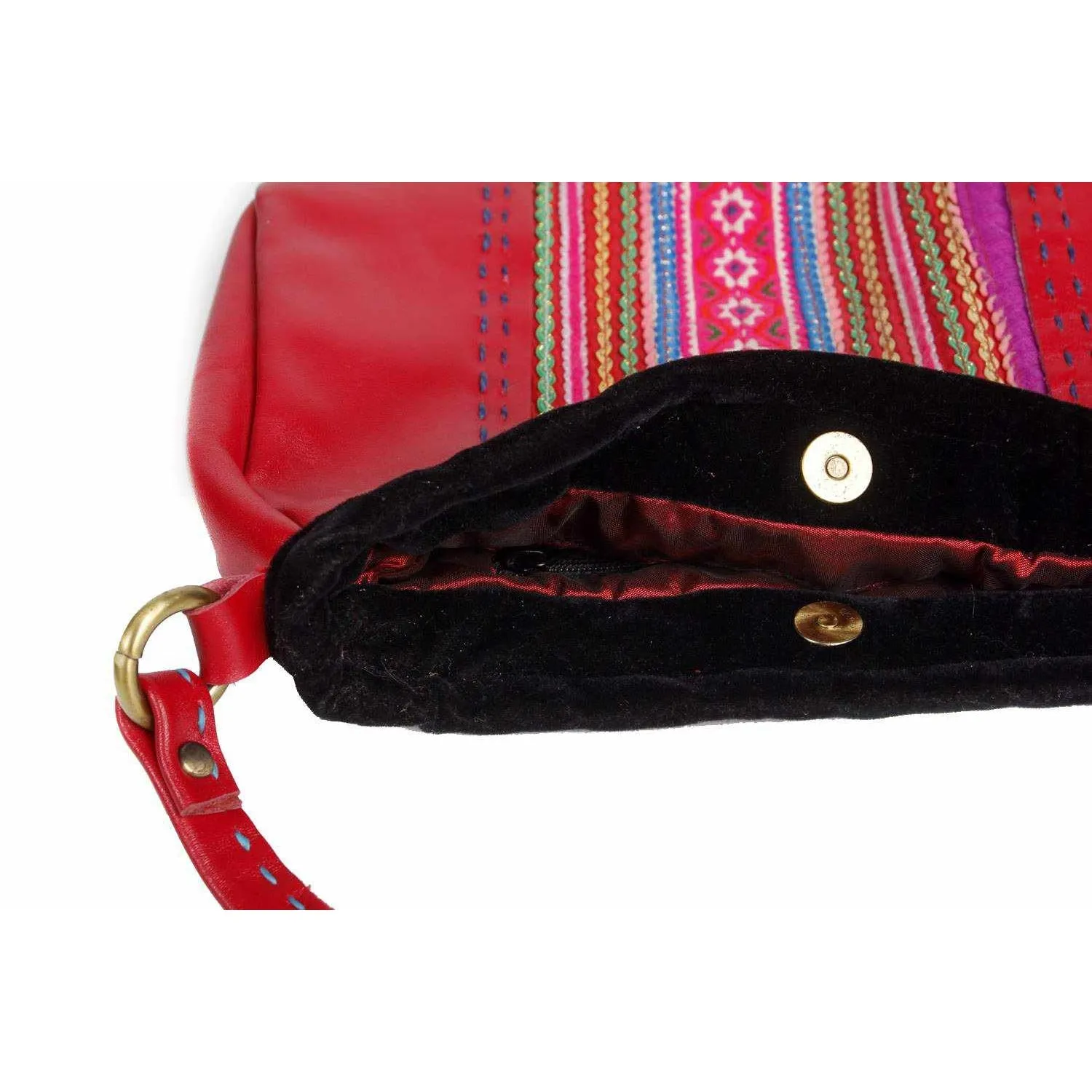 Leather Embroidered Crossbody Bag - Thailand