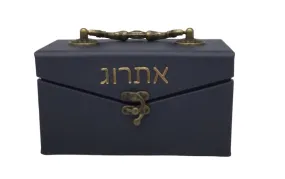 Leather Esrog Box-Navy