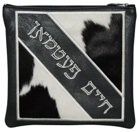 Leather Tallis and Teffilin Bag Angular cut 2 Color bag with name in opposite Color 380H-BW