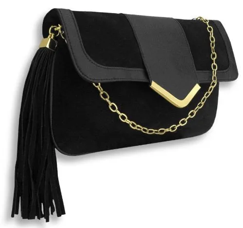 Lena Suedette Shoulder Bag with Tassled Charm