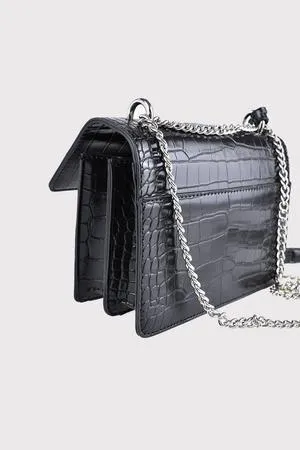LISSY black croc/silver shoulder bag