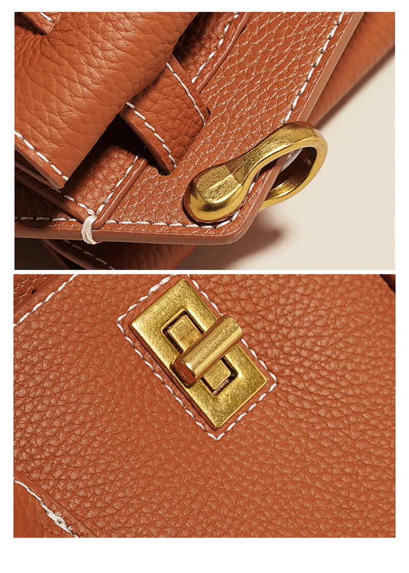 Lock Zip Pebbled Leather Tote Bag