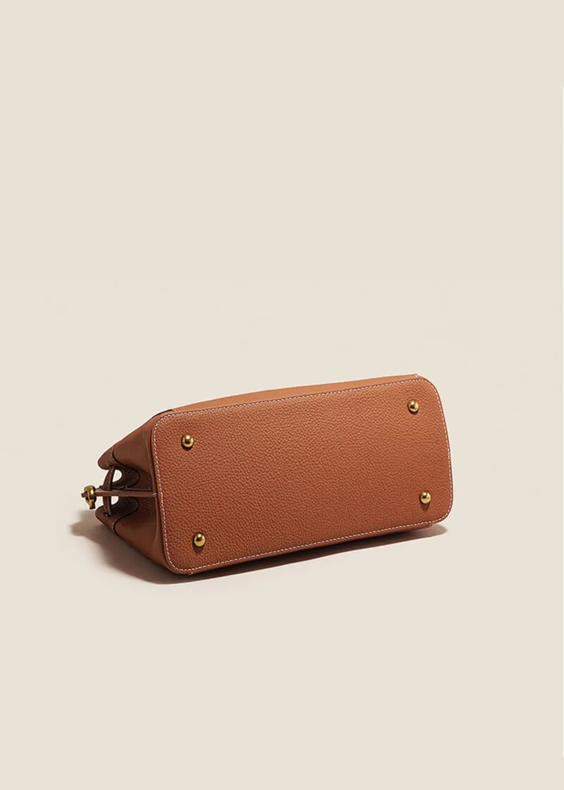 Lock Zip Pebbled Leather Tote Bag