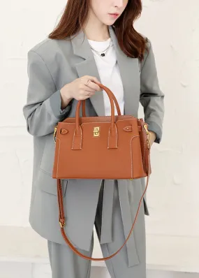 Lock Zip Pebbled Leather Tote Bag